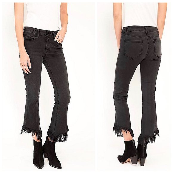 Frame Le Crop Mini Boot Shredded Raw Jeans in Fox Park Size 26 - Picture 2 of 10